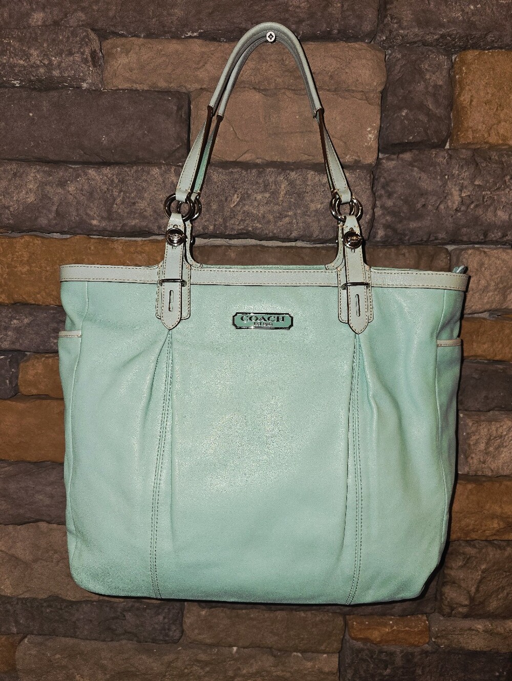 COACH F16562 Hampton Laguna Mint Green Soft Leather Tote Shoulder Bag *pls read*